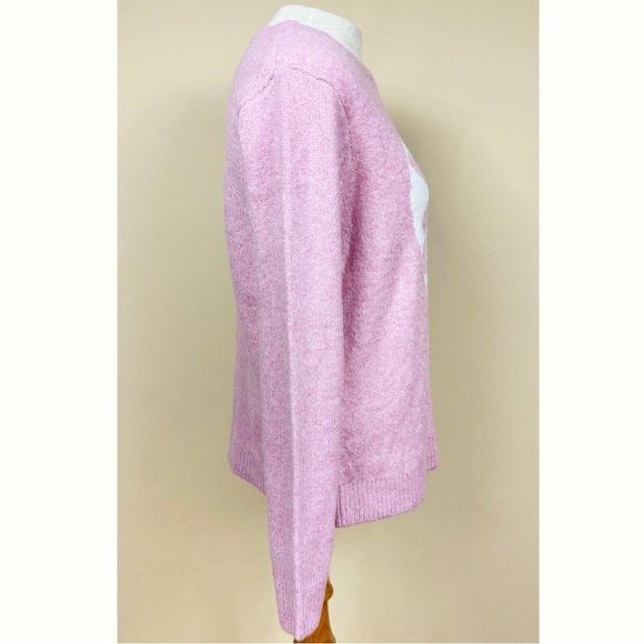 Cupcakes & Cashmere NWT Heart Print Knit Crewneck Sweater in Pink/White Size Med - Picture 4 of 10